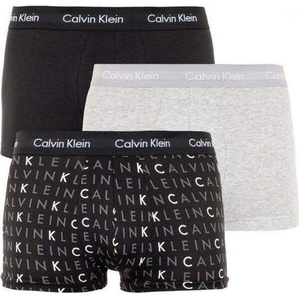Ανδρικό Εσώρουχο Calvin Klein Low Rise Trunk 3pk Black Grey Heather Subdued Logo 0000U2664G-YKS