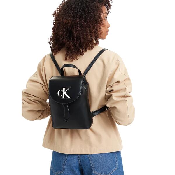 Γυναικεία Τσάντα Calvin Klein Bold Ck Flap Mini Backpack Black/White LV04F3893G-3L2