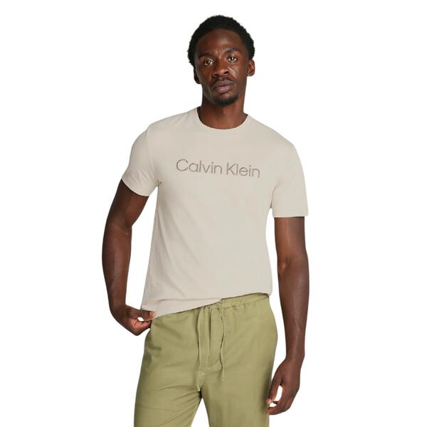 Ανδρικό T-shirt Calvin Klein Textured Embroidery Logo Oatmeal K10K114169-PDV