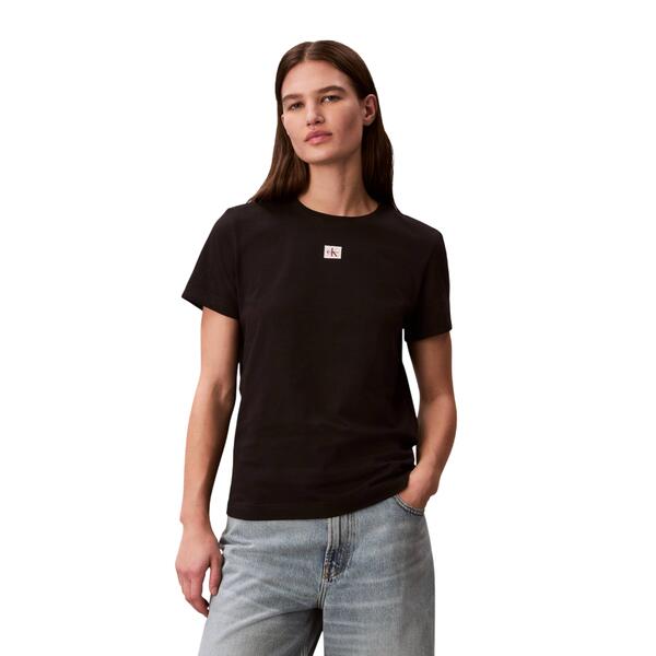 Γυναικείο T-shirt Calvin Klein Ss Woven Label Classic Fit Tee Black LV047F227G-UB1