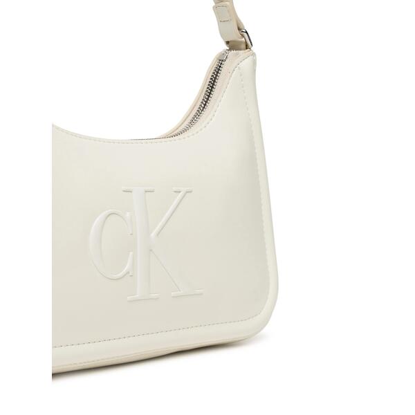 Γυναικεία Τσάντα Ώμου Calvin Klein Raised Ck Small Shoulder Bag Lily White LV04F3230G-FUP