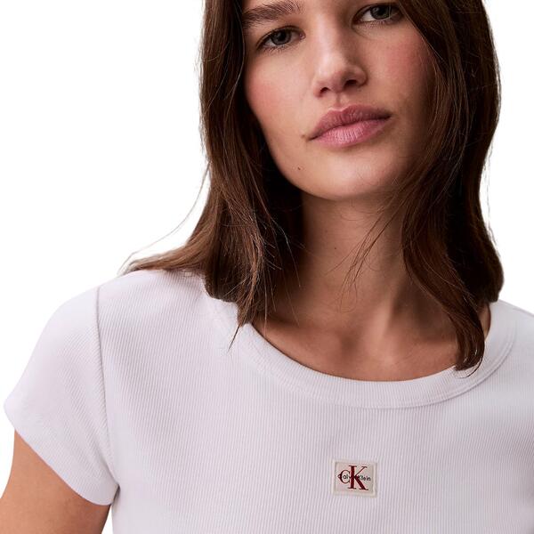 Γυναικείο Top Calvin Klein A Woven Label 2X2 Rib Baby Tee Brilliant White LV047C200G-YAA