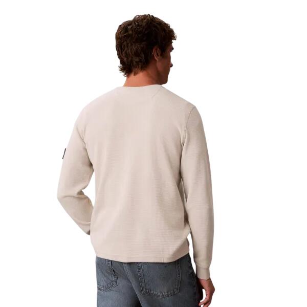 Ανδρική Μπλούζα Calvin Klein Ls Waffle Badge Crewnk Tee Moonstruck LV04RJ209G-PDJ