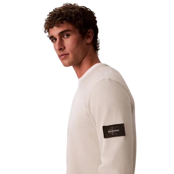 Ανδρική Μπλούζα Calvin Klein Ls Waffle Badge Crewnk Tee Moonstruck LV04RJ209G-PDJ