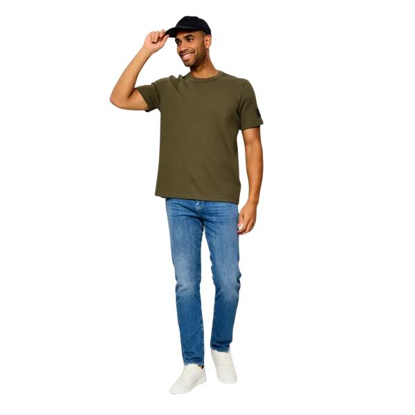 Ανδρικό T-Shirt Calvin Klein Ss Waffle Badge Crewnk Tee Olive Night LV04RJ208G-LI1