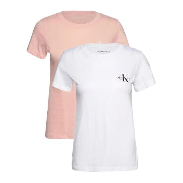 Γυναικείο T-shirt Calvin Klein 2-Pack Monologo Slim Peach Whip / Bright White J20J219734-TER