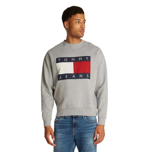 Ανδρικό Φούτερ Tommy Jeans Melange Flag Crew Grey Htr DM0DM21186-P6N