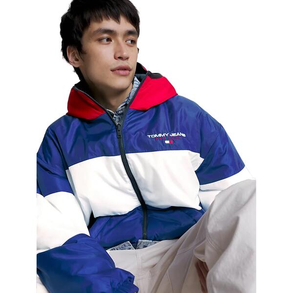 Ανδρικό Μπουφάν Tommy Jeans Tjm Reversible Quilted Jacket Navy Voyage Multi DM0DM16625-C9B