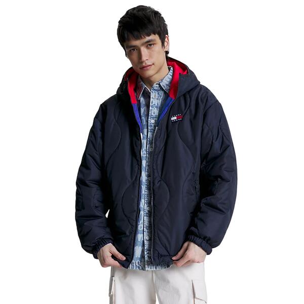Ανδρικό Μπουφάν Tommy Jeans Tjm Reversible Quilted Jacket Navy Voyage Multi DM0DM16625-C9B