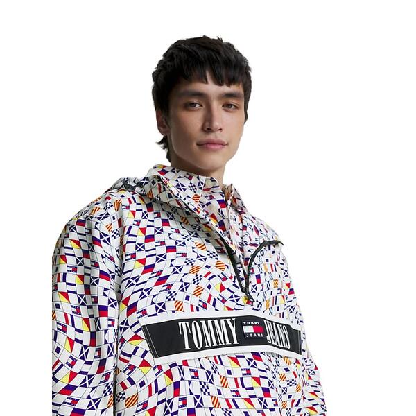 Ανδρικό Μπουφάν Tommy Jeans Tjm Chicago Archive Aop Popover White Base DM0DM16626-0K4