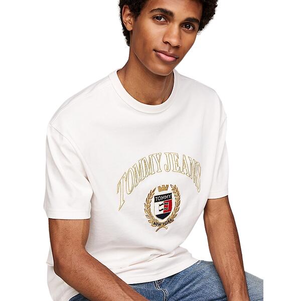 Αντρικό T-shirt Tommy Jeans Reg Gold Crest Ancient White DM0DM19690-YBH