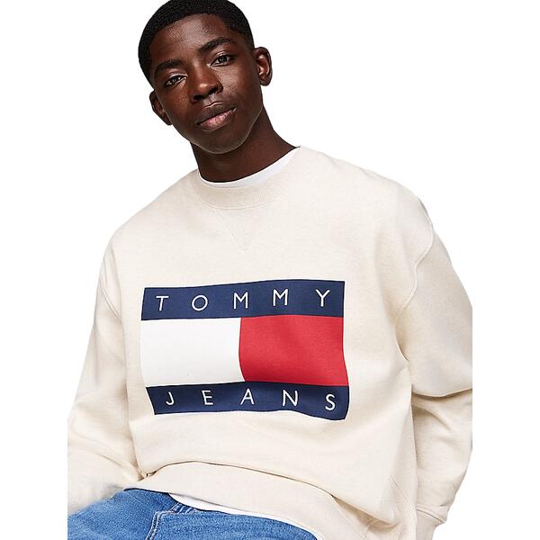 Aνδρικό Φούτερ Τommy Jeans Tjm Rlx Melange Flag Crew Ext Ancient White Melange DM0DM19756-YBH