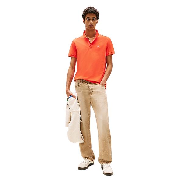 Αντρικό Polo Tommy Jeans Slim Placket Ext Bright Vermillion DM0DM20676-SN6