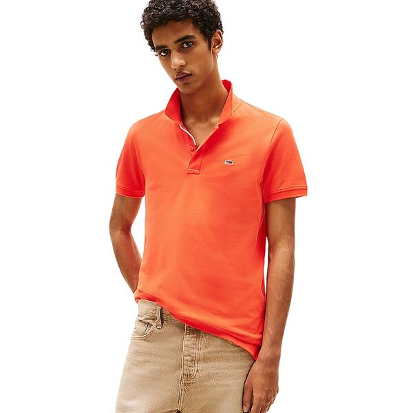 Αντρικό Polo Tommy Jeans Slim Placket Ext Bright Vermillion DM0DM20676-SN6