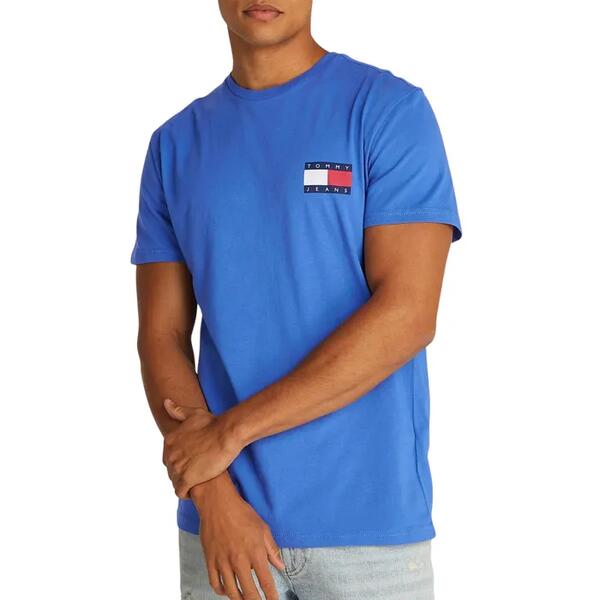 Αντρικό T-shirt Tommy Jeans Slim Essential Flag Ext Tempo Blue DM0DM20740-C6E