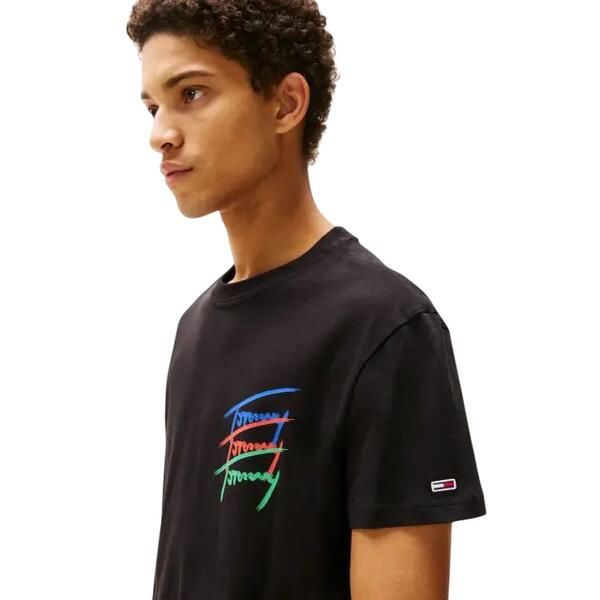 Ανδρικό T-shirt Tommy Jeans Tjm Reg Twisted Signtr Ext Black DM0DM20771-BDS