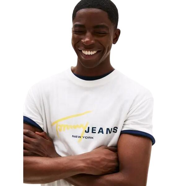 Aνδρικό Τ-shirt Tommy Jeans Reg Signtr Dna Ext Ecru DM0DM20817-YBL