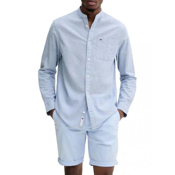 Ανδρικό Πουκάμισο Tommy Jeans Linen Mix Band Collar Colorado Blue DM0DM20876-DY6