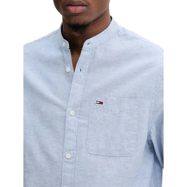 Ανδρικό Πουκάμισο Tommy Jeans Linen Mix Band Collar Colorado Blue DM0DM20876-DY6