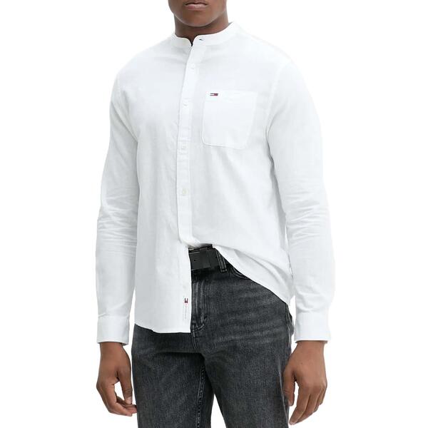 Ανδρικό Πουκάμισο Tommy Jeans Linen Mix Band Collar Ecru DM0DM20876-YBL
