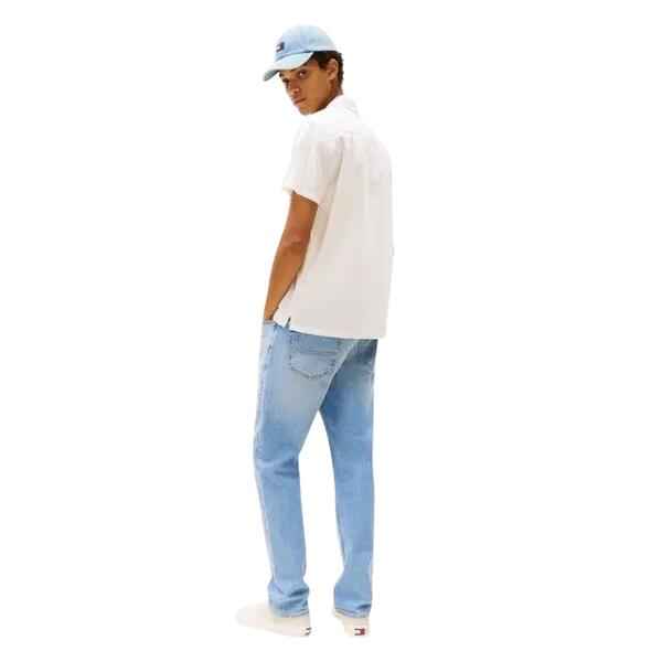 Ανδρικό Πουκάμισο Tommy Jeans Linen Blend Camp Ss Ext Ecru DM0DM20895-YBL