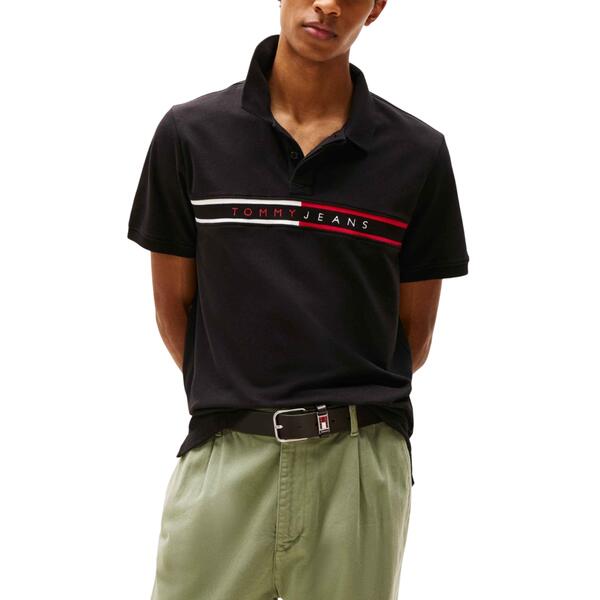 Ανδρικό Polo Tommy Jeans Slim Chest Flag Polo Black DM0DM20916-BDS