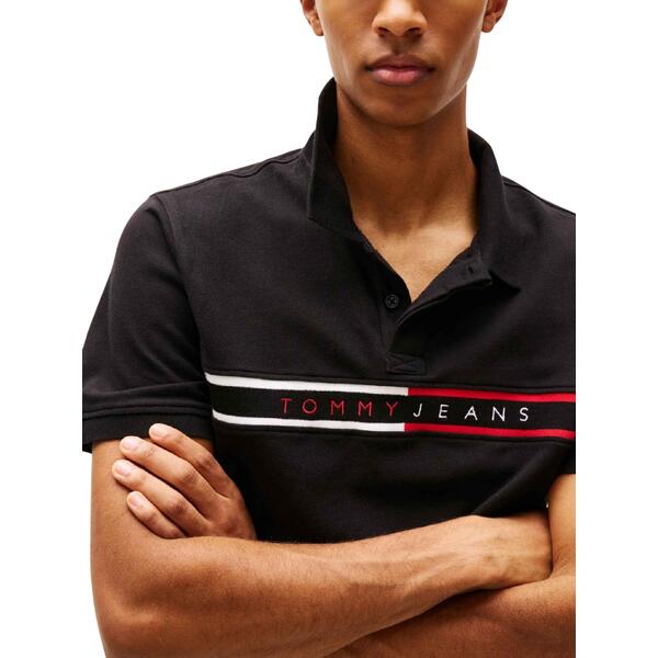 Ανδρικό Polo Tommy Jeans Slim Chest Flag Polo Black DM0DM20916-BDS
