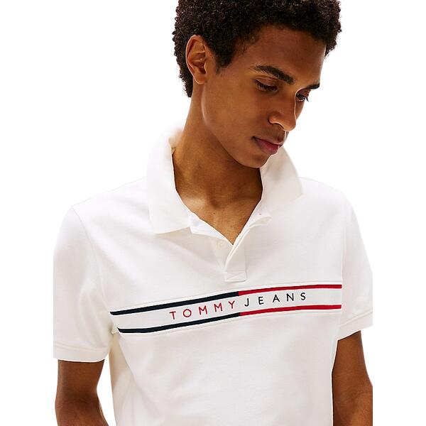 Ανδρικό Polo Tommy Jeans Slim Chest Flag Polo Ecru DM0DM20916-YBL