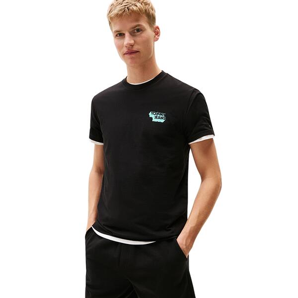 Ανδρικό T-Shirt Tommy Jeans Slim Stack Logo Tee Ext Black DM0DM21539-BDS