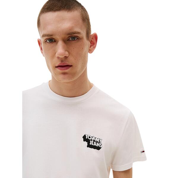 Ανδρικό T-Shirt Tommy Jeans Slim Stack Logo Tee Ext Ecru DM0DM21539-YBL