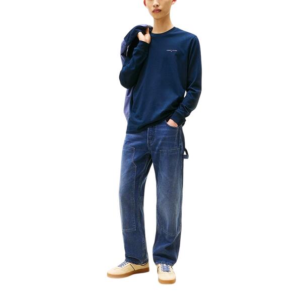 Ανδρική Μπλούζα Tommy Jeans Tjm Slim Chest Linear Ls Tee Ext Dark Blue DM0DM21594-C1G