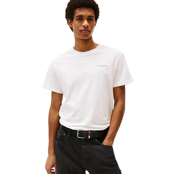 Ανδρικό T-Shirt Tommy Jeans Slim Linear Chest Tee Ext Ecru DM0DM21780-YBL