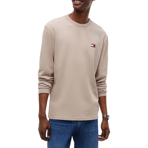 Ανδρική Μπλούζα Tommy Jeans Tjm Reg Badge Tee Ls Limestone Dust DM0DM21974-PKE