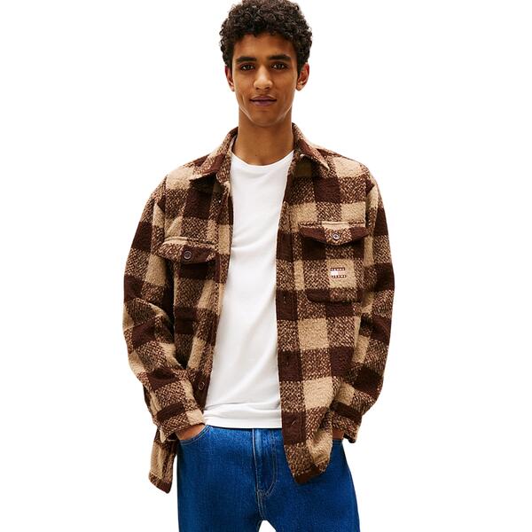 Ανδρικό Πουκάμισο Tommy Jeans Tjm Check Overshirt Ext Rich Brown/Buffalo Check DM0DM22013-GS7
