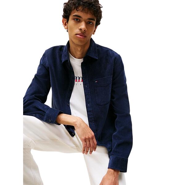 Ανδρικό Πουκάμισο Tommy Jeans Tjm Reg Baby Cord Shirt Ext Dark Night Navy DM0DM22021-C1G