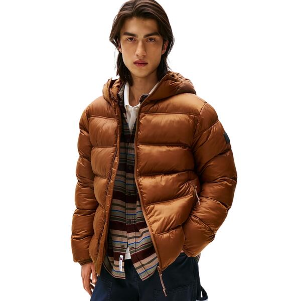 Ανδρικά Μπουφάν Tommy Jeans TJM Hooded Logo Puffer Ext Pecan Nut DM0DM22044-GVP