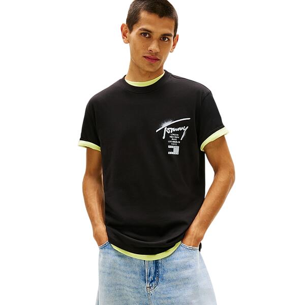 Ανδρικό T-Shirt Tommy Jeans Reg City Sign SS Tee Ext Black DM0DM22553-BDS