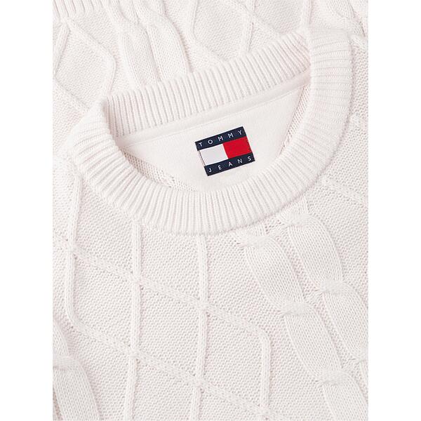 Ανδρικό Πουλόβερ Tommy Jeans Tjm Reg Classic Flag Cable Swtr Off White DM0DM23405-YBH