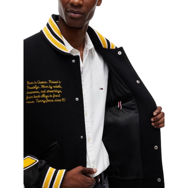Ανδρικό Μπουφάν Tommy Jeans Tjm Letterman Wool Varsity Jkt Black Multi DM0DM23507-BDS