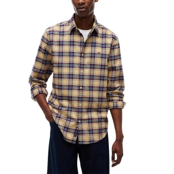 Ανδρικό Πουκάμισο Tommy Jeans Tjm Reg Flannel Check Shirt Ext Sandy Beige Check DM0DM23528-0LY