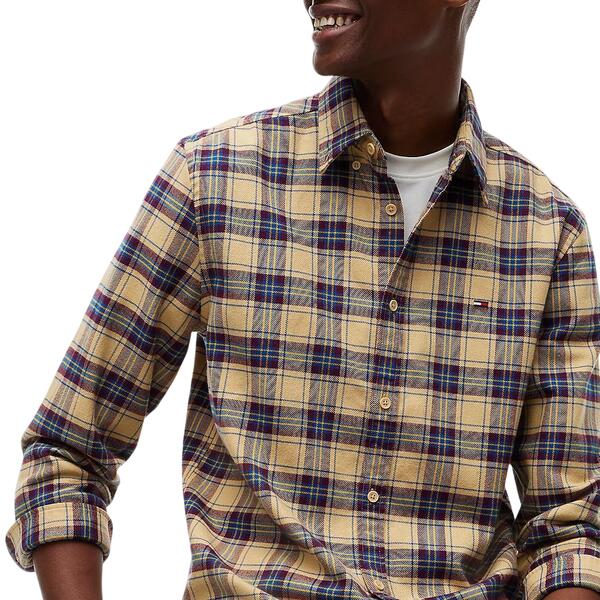 Ανδρικό Πουκάμισο Tommy Jeans Tjm Reg Flannel Check Shirt Ext Sandy Beige Check DM0DM23528-0LY