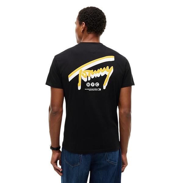 Ανδρικό T-shirt Tommy Jeans Tjm Reg Sign Backprint Tee Ext Black DM0DM23542-BDS
