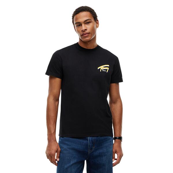 Ανδρικό T-shirt Tommy Jeans Tjm Reg Sign Backprint Tee Ext Black DM0DM23542-BDS