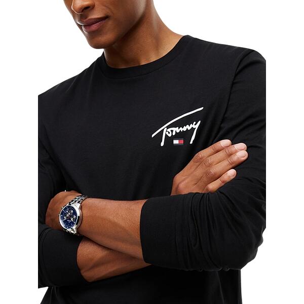 Ανδρική Μπλούζα Tommy Hilfiger Tjm Slim Signature Chest Tee Ls Black DM0DM23546-BDS