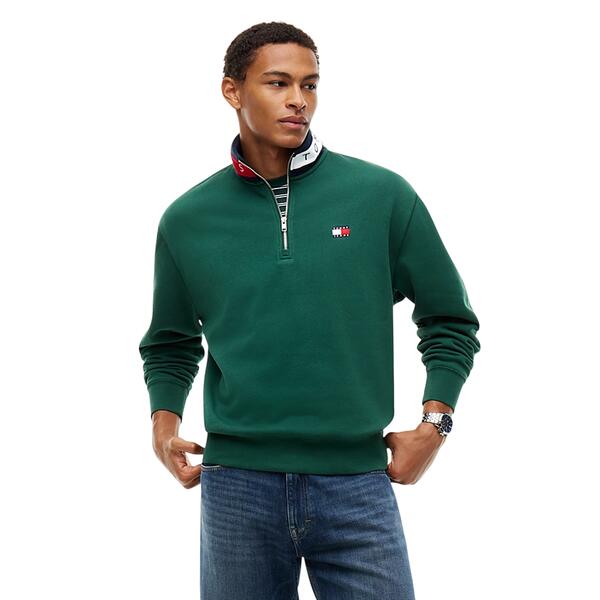 Ανδρικό Φούτερ Tommy Jeans Tjm Rlx Branded Collar Qz Ext Velvet Green DM0DM23605-MBM