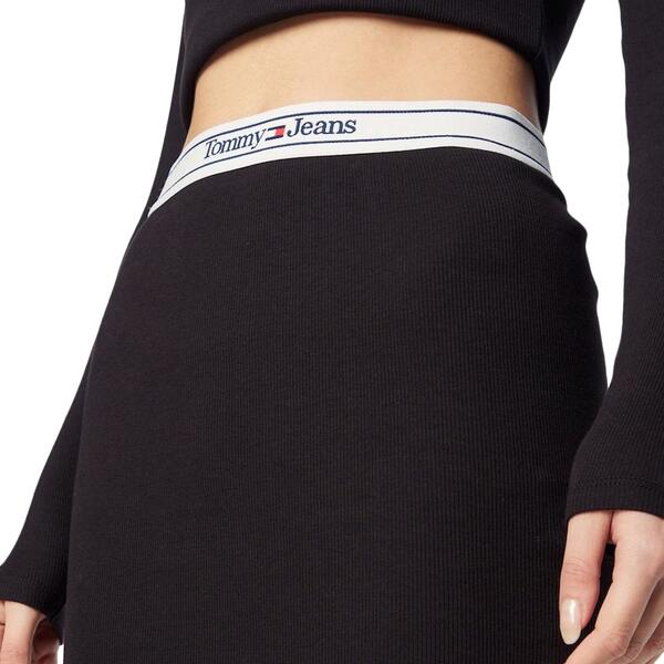 Γυναικεία Φούστα Tommy Jeans Tjw Logo Waistband Ribbed Skirt Black DW0DW15430-BDS