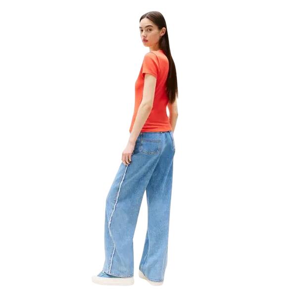 Γυναικείο T-shirt Tommy Jeans Slim Tonal Linear Tee Ext Bright Vermillion DW0DW17383-SN6