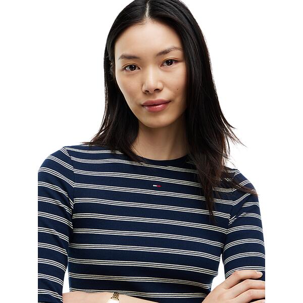 Γυναικεία Μπλούζα Τommy Jeans Tjw Slim Essential Rib Ls Dark Blue Day Lily Stripe DW0DW17387-0X5