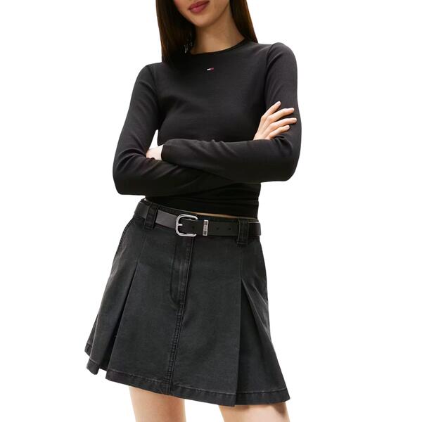 Γυναικεία Μπλούζα Τommy Jeans Tjw Slim Esswntial Rib Ls Black DW0DW17387-BDS
