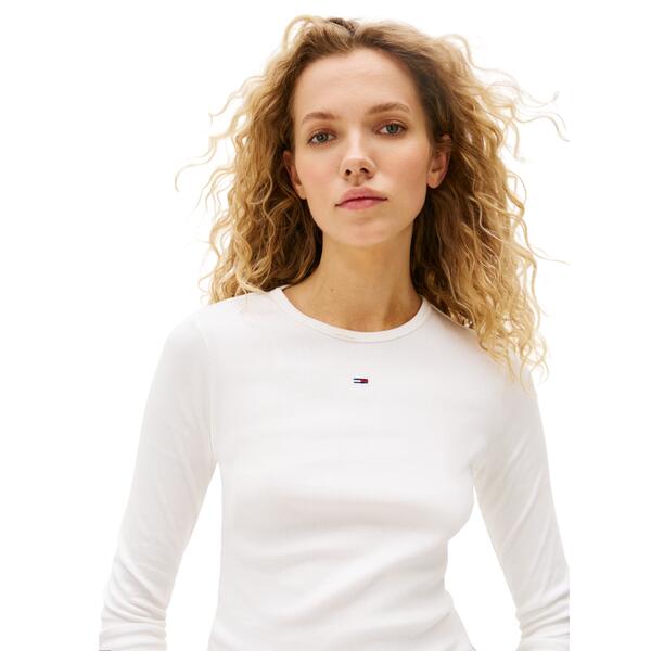 Γυναικεία Μπλούζα Τommy Jeans Tjw Slim Esswntial Rib Ls Ecru DW0DW17387-YBL